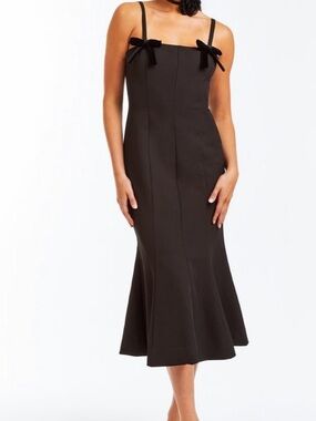 NWT MESTIZA Calista formal Black Bow-Accent Midi Dress size 10
